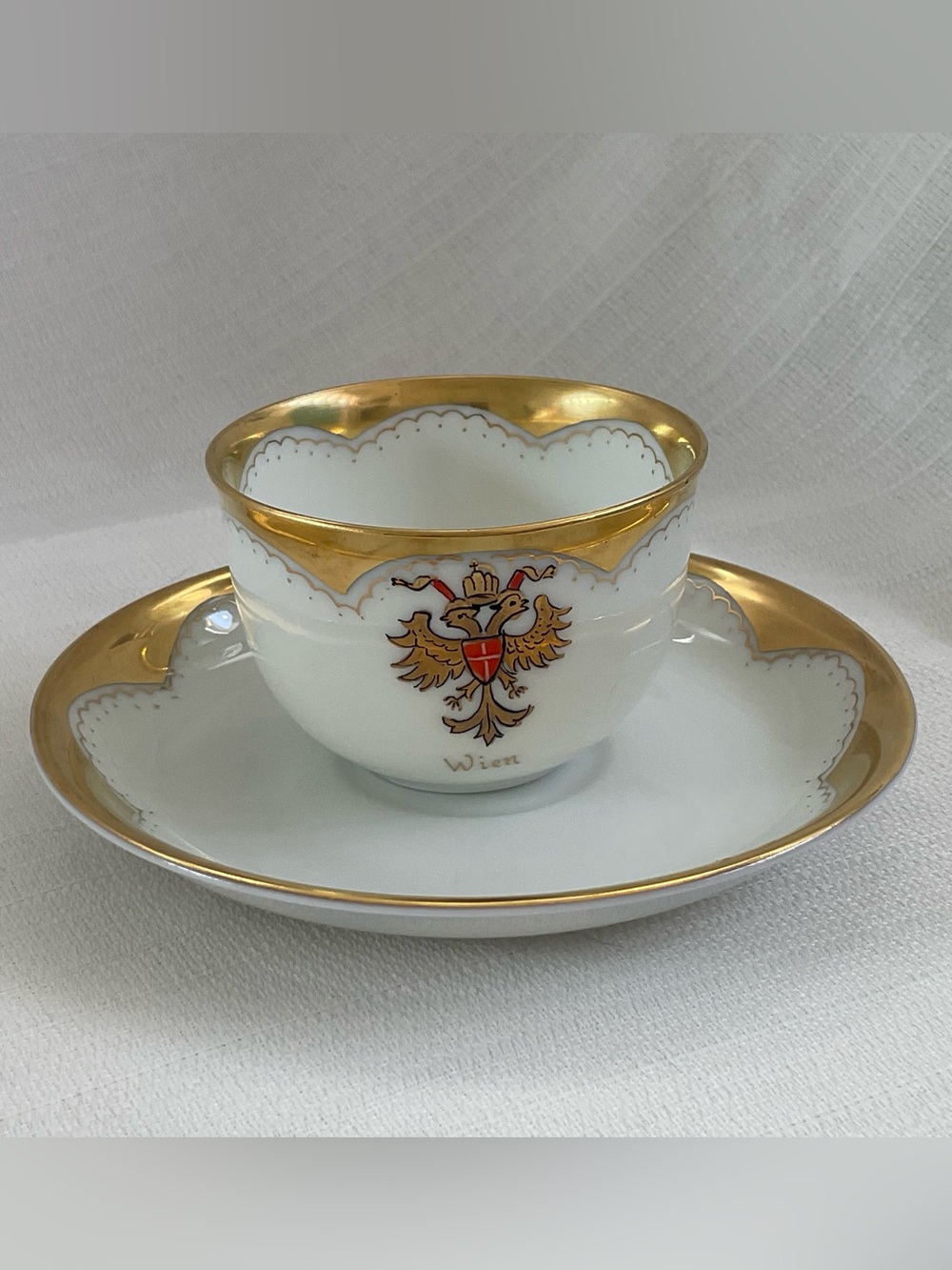 RARE HANDGEMALT ST. POLTEN Teacup and Saucer